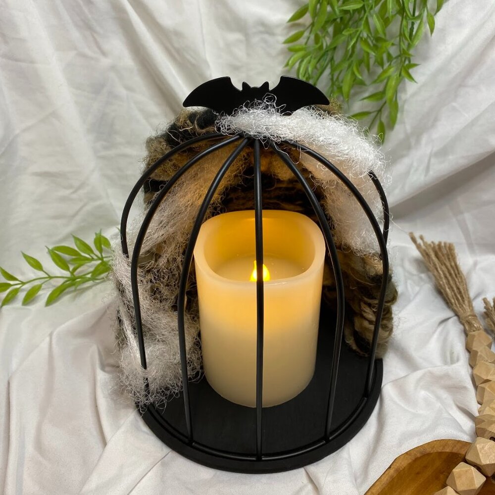 Handwoven Bat Cage Candle Display Decor
